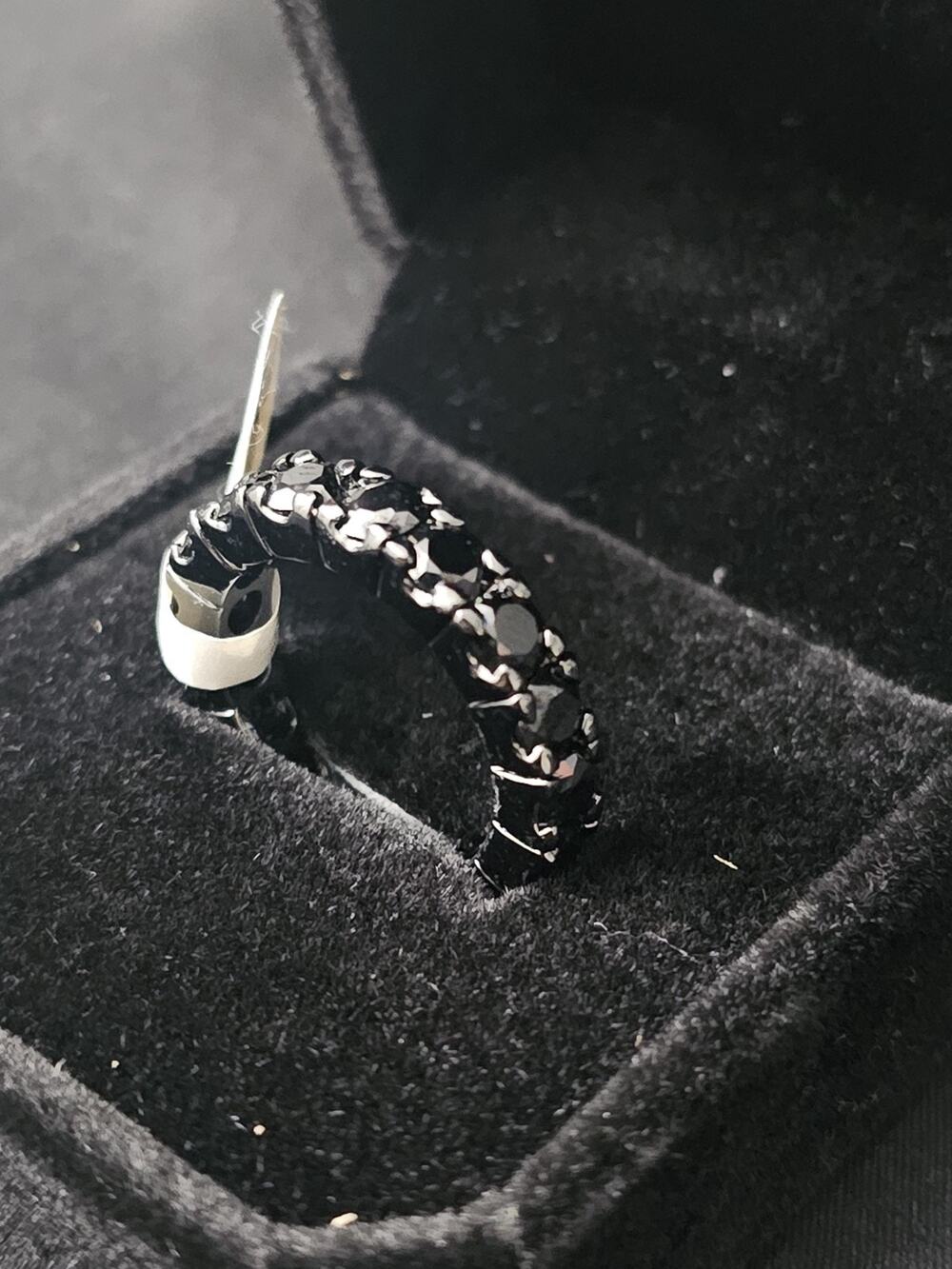 Size6 925 sterling plated Black CZs 4.6mm eternity band Ring